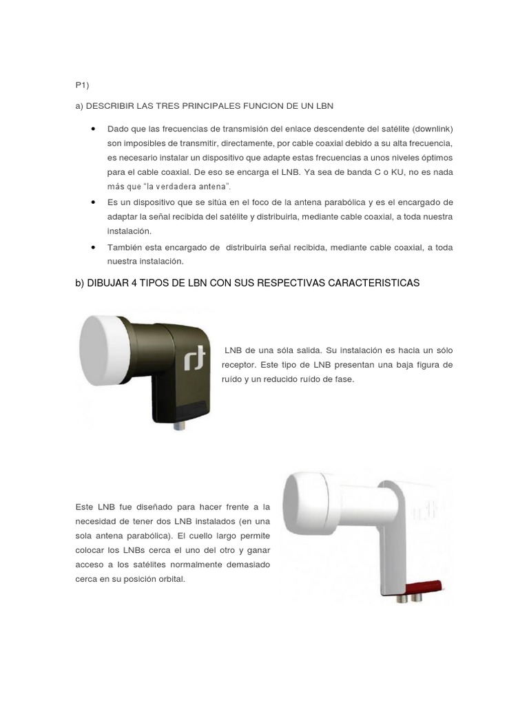 Funciones y Tipos de LNB en Antenas | PDF | Corrección de error hacia ...