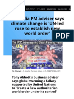 Australia PM Adviser Says Climate Change Is Un Led Ruse