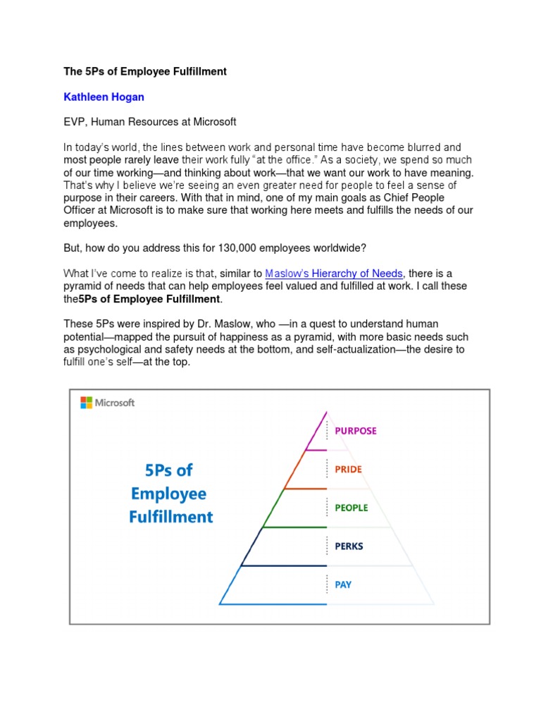 5Ps of Employee Fulfillment at Microsoft | PDF | Self Actualization ...