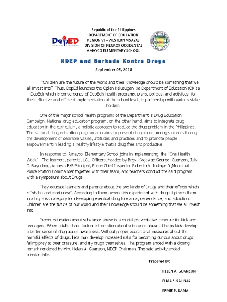 Narrative Report in Drugs Substance Abuse Behavioural Sciences