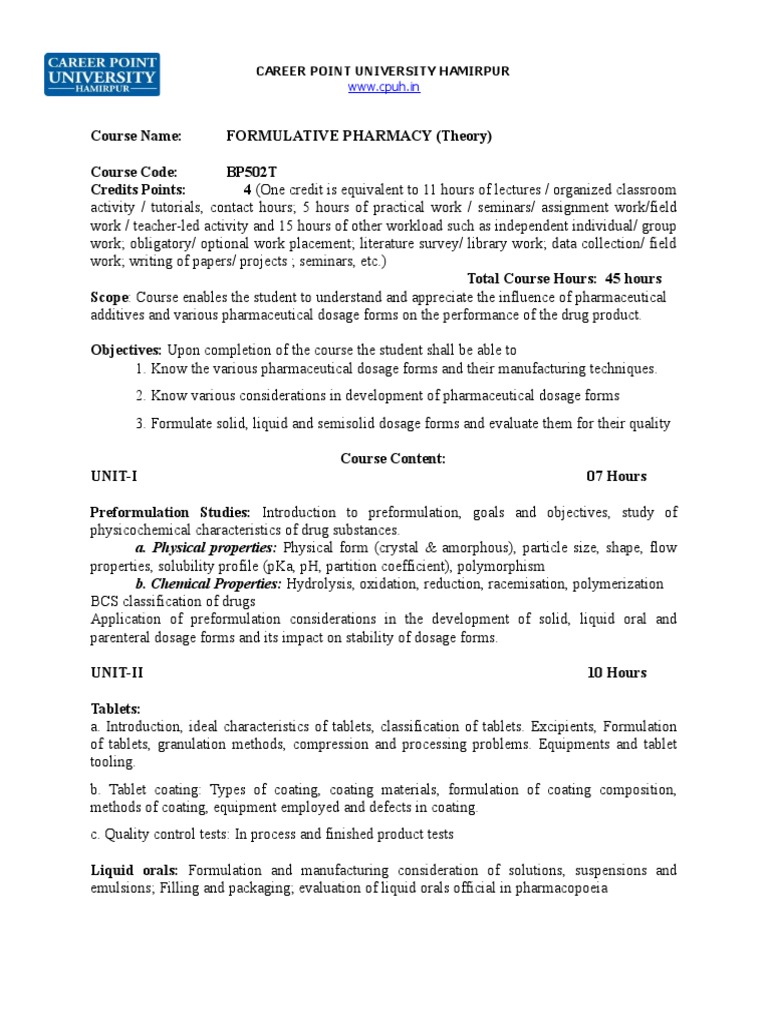 Formulative Pharmacy Bp502t | PDF | Tablet (Pharmacy) | Pharmaceutical ...