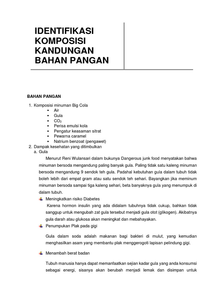 Identifikasi Komposisi Kandungan Makanan