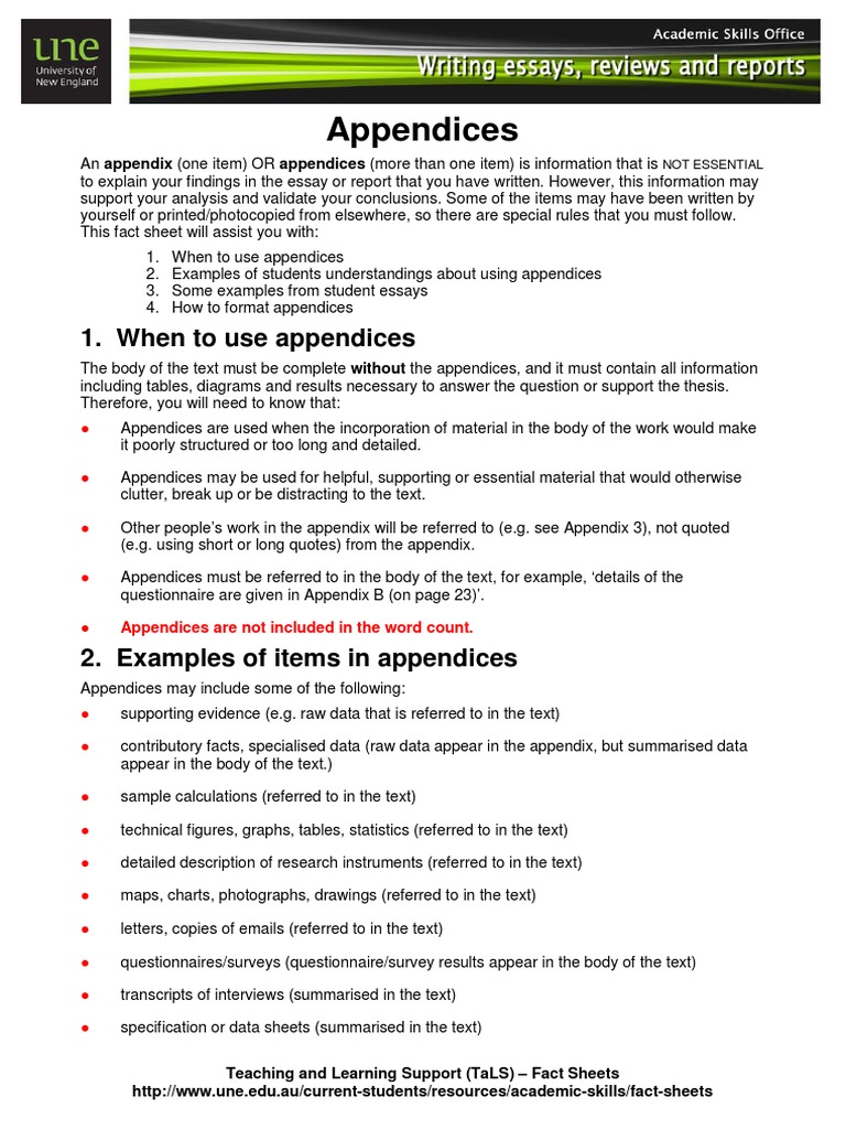 WE Appendices PDF | PDF | Addendum | Essays