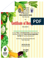 Certificate for Winning 1st Place in Food Festival Contest