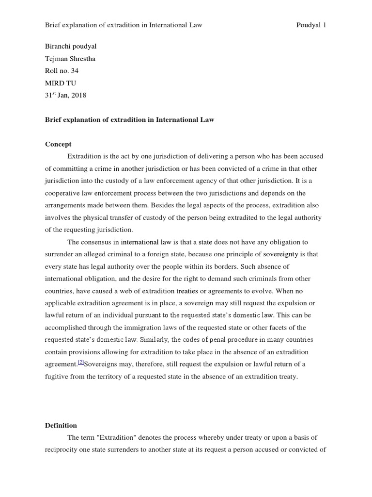 Extradition in International Law Explained | PDF | Extradition | Crime ...
