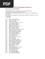 SAP FI Transaction Code List