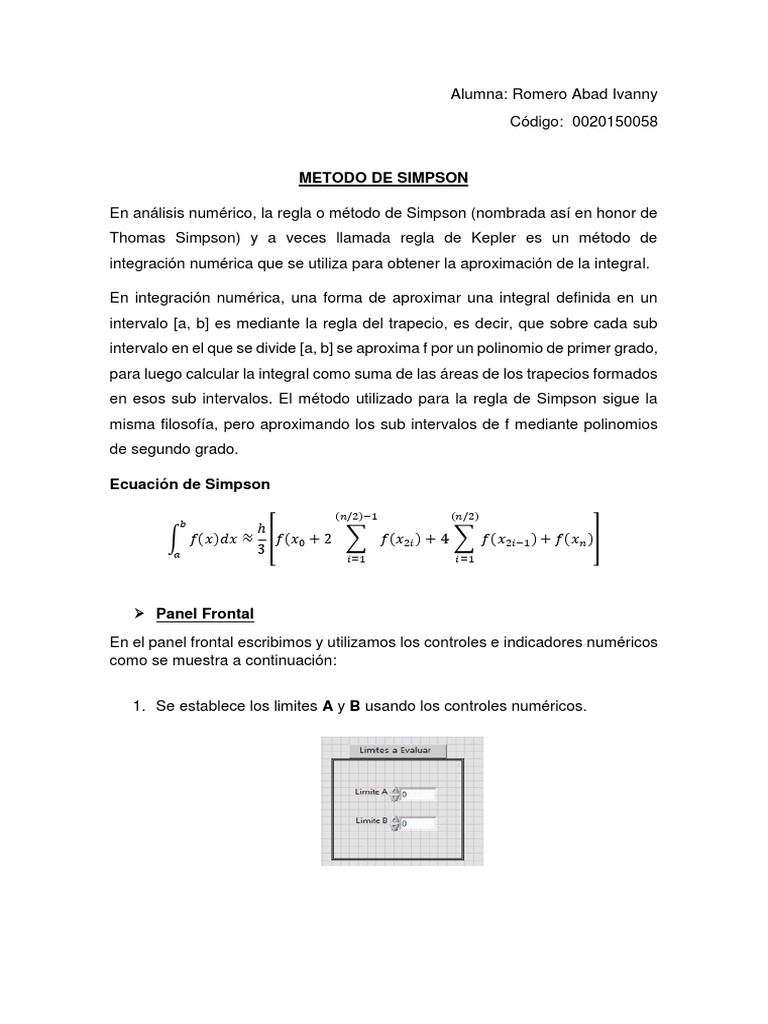 Método de Simpson en Integración Numérica | PDF | Integral | Zona