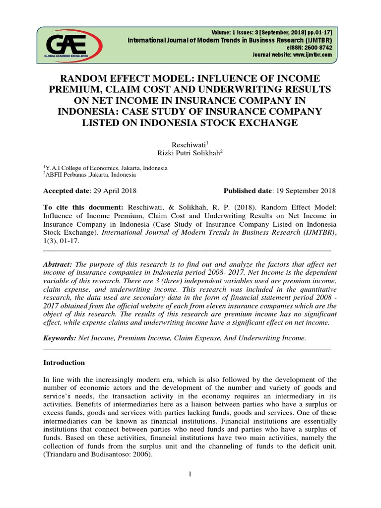 Ijmtbr 2018 03 09 01 Pdf Reinsurance Insurance