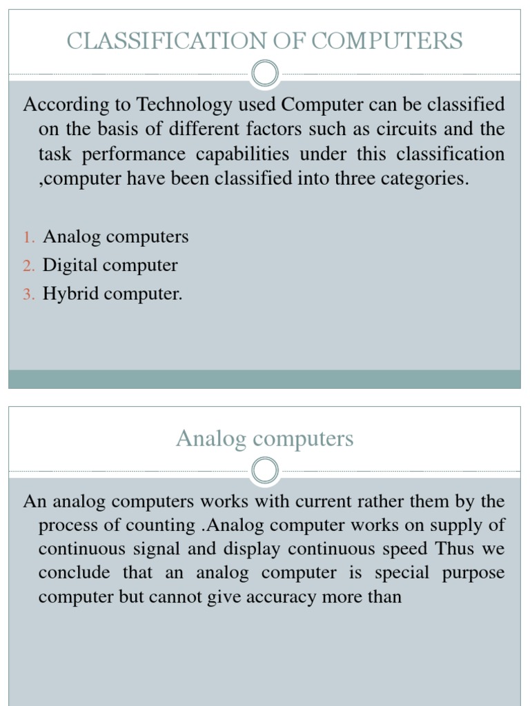 Classification of Computer | PDF | Microcomputers | Bit