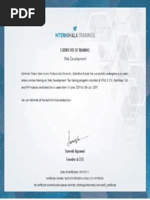 Training Certificate