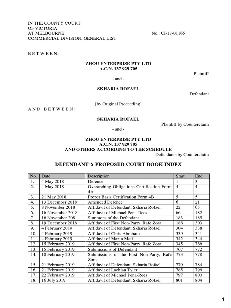 Court Book Index Defendants Solicitor PDF | PDF | Private Law | Judiciaries
