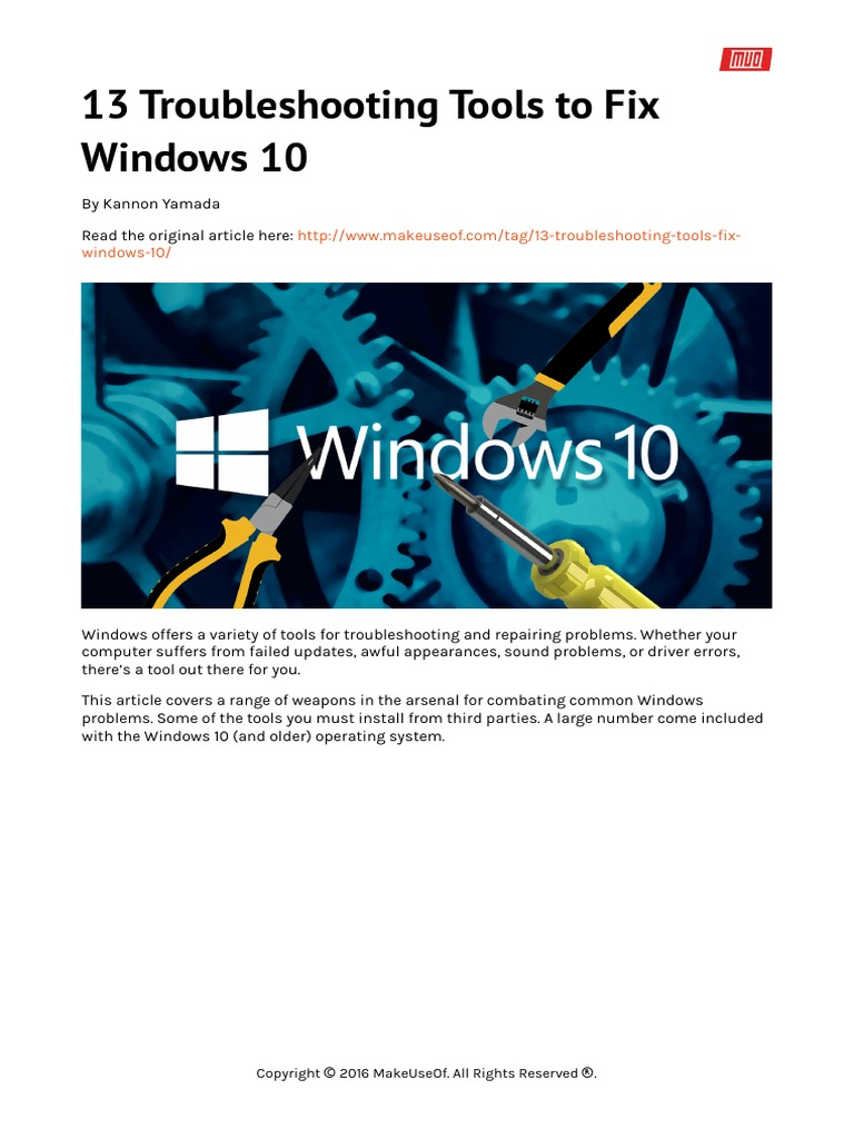 13 Troubleshooting Tools To Fix Windows 10 PDF Windows 10