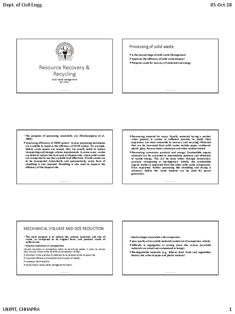 Solid Waste Management Lecture Notes | PDF | Waste Management ...