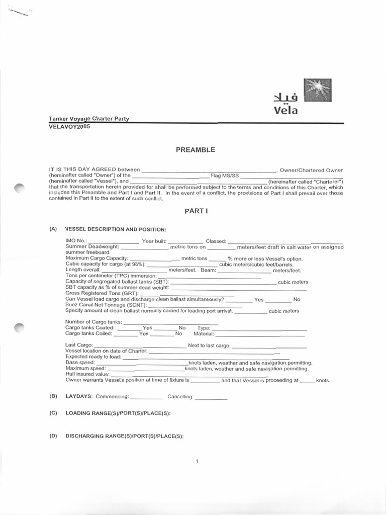 Tanker Voyage Charter Agreement | PDF | Tonnage | Shipping