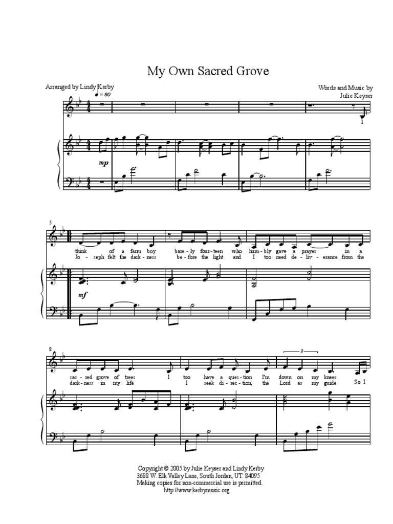 My Own Sacred Grove PDF | PDF for Free Printable Lds Sheet Music