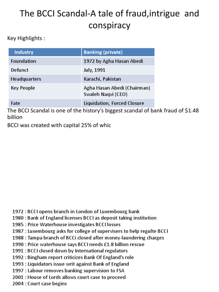 BCCI Scandal: A Case of Banking Fraud | PDF | Corporate Law | Banks