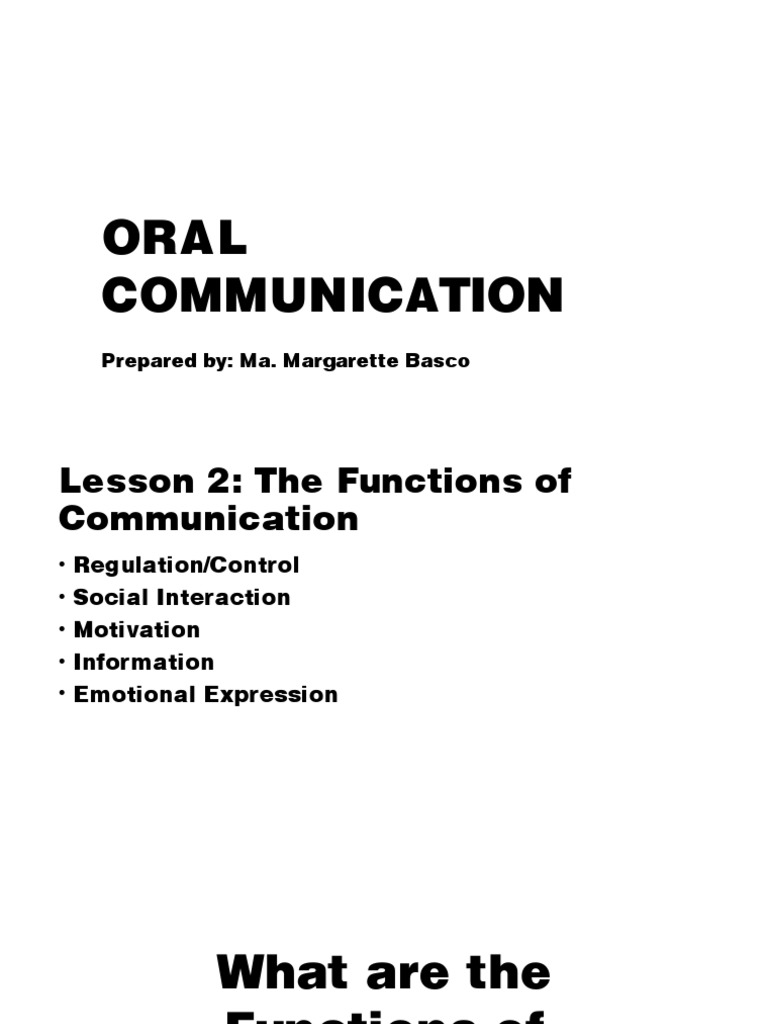 Functions of Oral Communication Explained | PDF | Cognition | Psychology