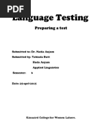 Language Testing: Preparing A Test