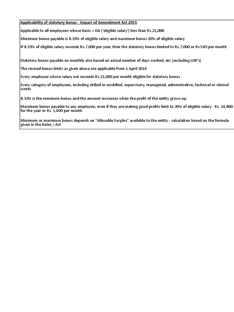 Statutory Bonus Calculation Guide | PDF