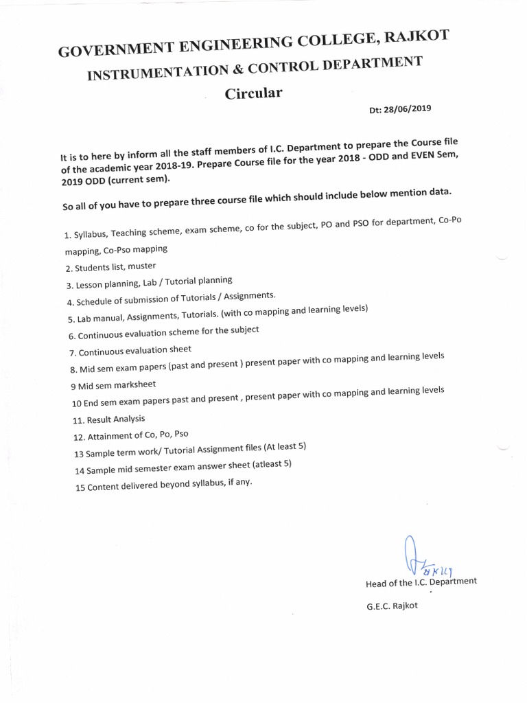 NBA Course File Circular PDF | PDF