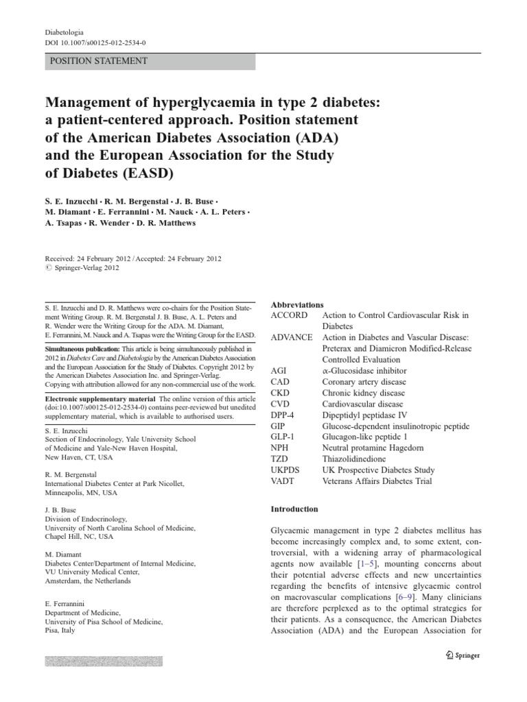 DM2 Ada y Europea 2012 PDF | PDF | Diabetes Mellitus Type 2 | Diabetes ...