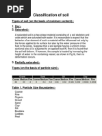 Classification of Soil: Types of Soil (On The Basis of Moisture Content) :-1. Dry: - 2. Saturated