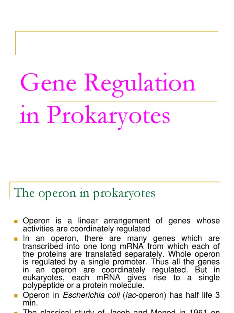 Gene Regulation in Prokaryotes-1 | PDF | Operon | Regulation Of Gene ...