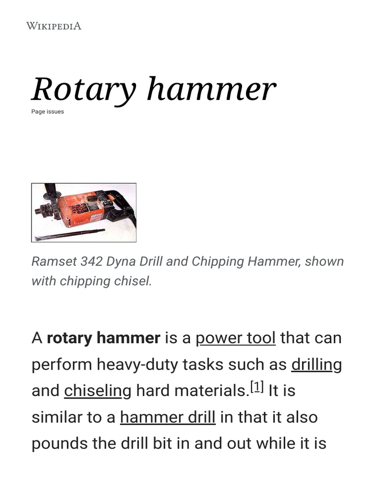 Rotary Hammer Wikipedia PDF Machines Tools