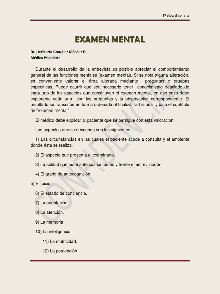 Examen Mental de Psicología Inteligencia Cociente de