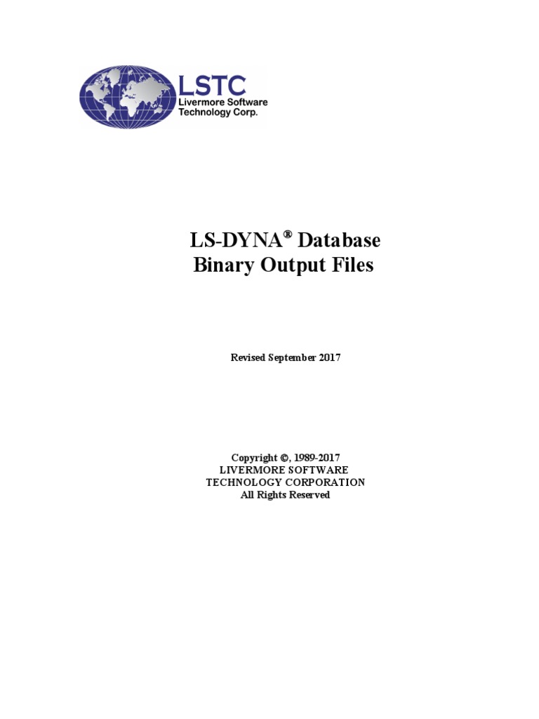 Ls-Dyna Database Binary Output Files: Revised September 2017 | PDF ...