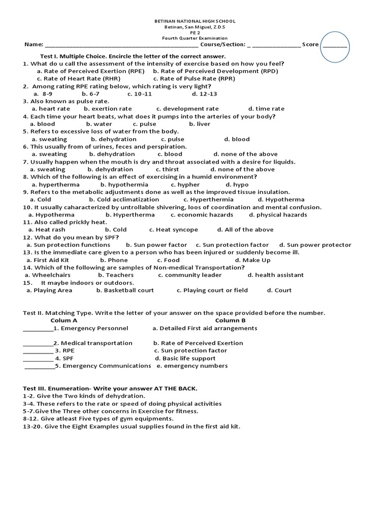 Test i multiple choice encircle the letter of the correct answer 