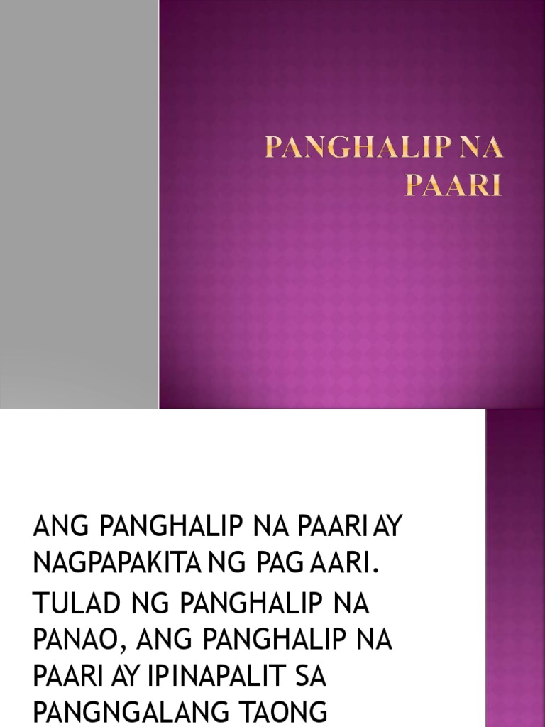 Panghalip Paari | PDF