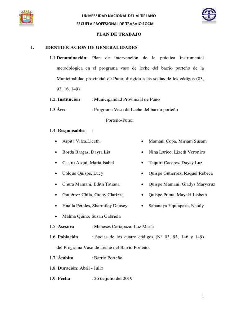 Plan de Trabajo Practicas Trabajo Social | PDF | Trabajo Social | Residuos