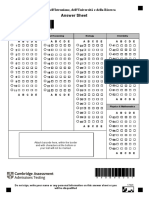 IMAT Answer Sheet Sample