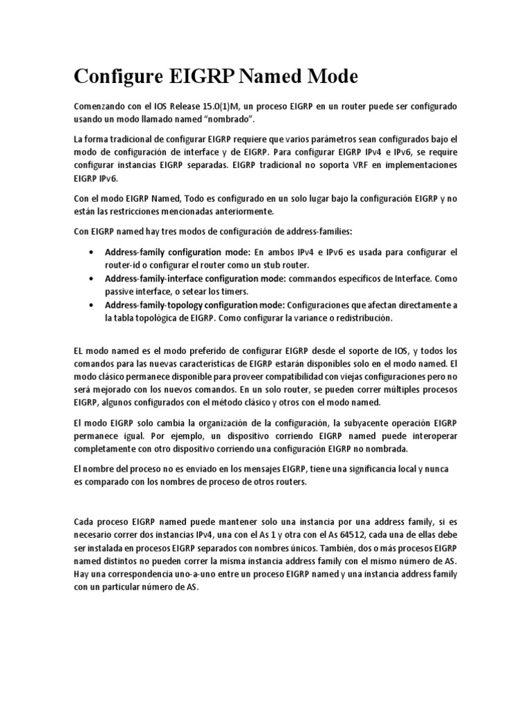 EIGRP Named | PDF | Yo Pv6 | Dirección IP