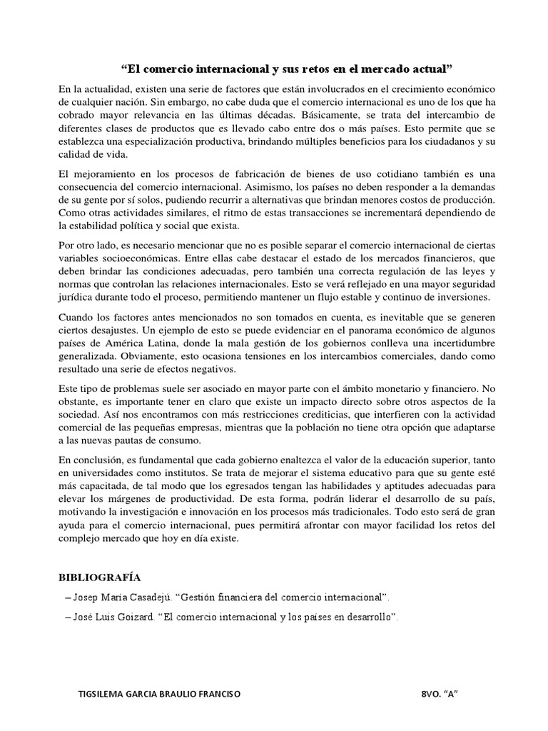 Retos y efectos del comercio internacional | PDF | Comercio | El ...