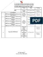 Time Table of October 2019