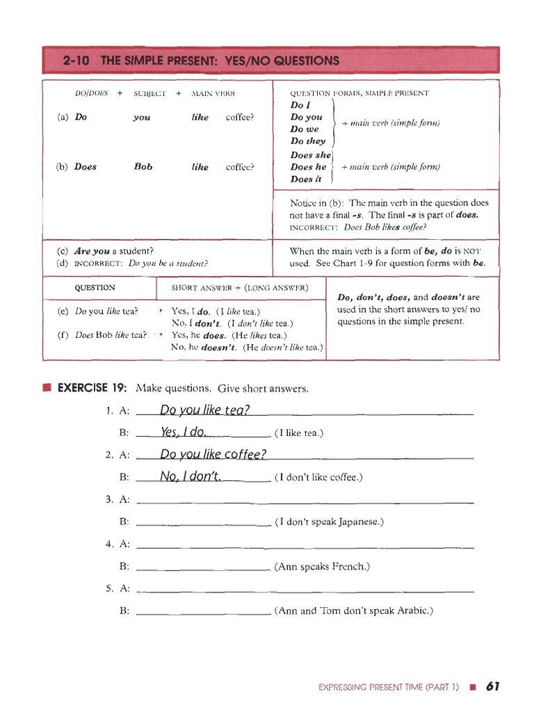 Simple Present Question Forms | PDF | Question | Linguistics
