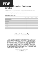 Computer Preventive Maintenance Schedule