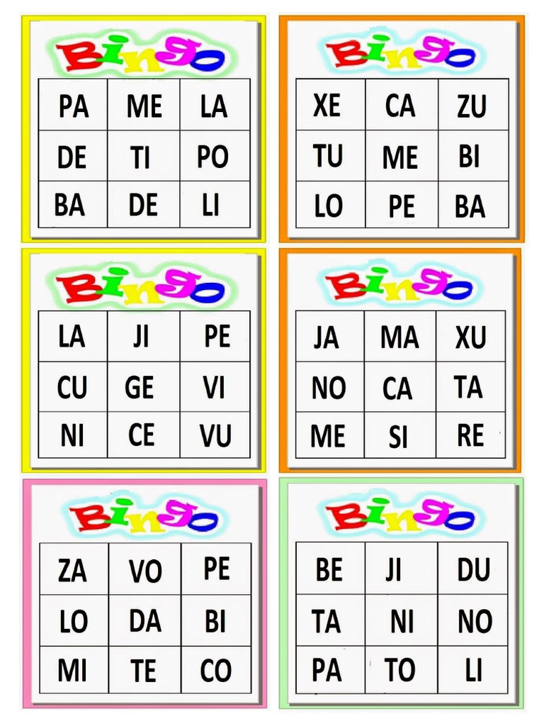 Bingo de Palavras simples com fichas e cartelas para imprimir