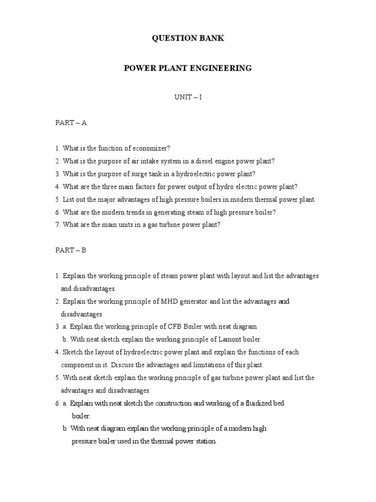 Power Plant Engineering Question Bank | PDF | Power Station | Gas Turbine