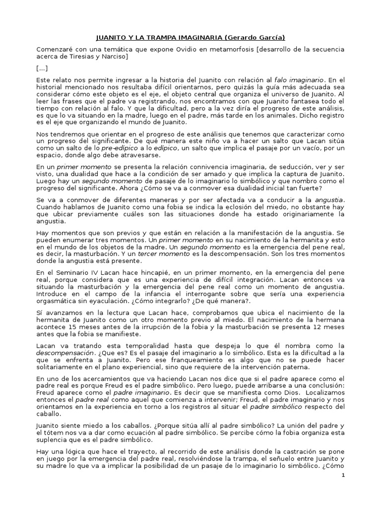 Juanito y La Trampa Imaginaria | PDF | Jacques Lacan | Neurosis