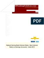 Highest Saving Bank Interest Rates / Best Interest Rates On Savings Accounts - India 2012