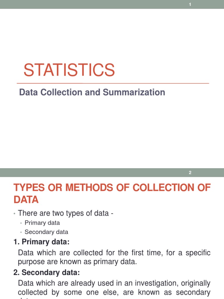 Data Collection ND Summarization | PDF | Data | Statistics