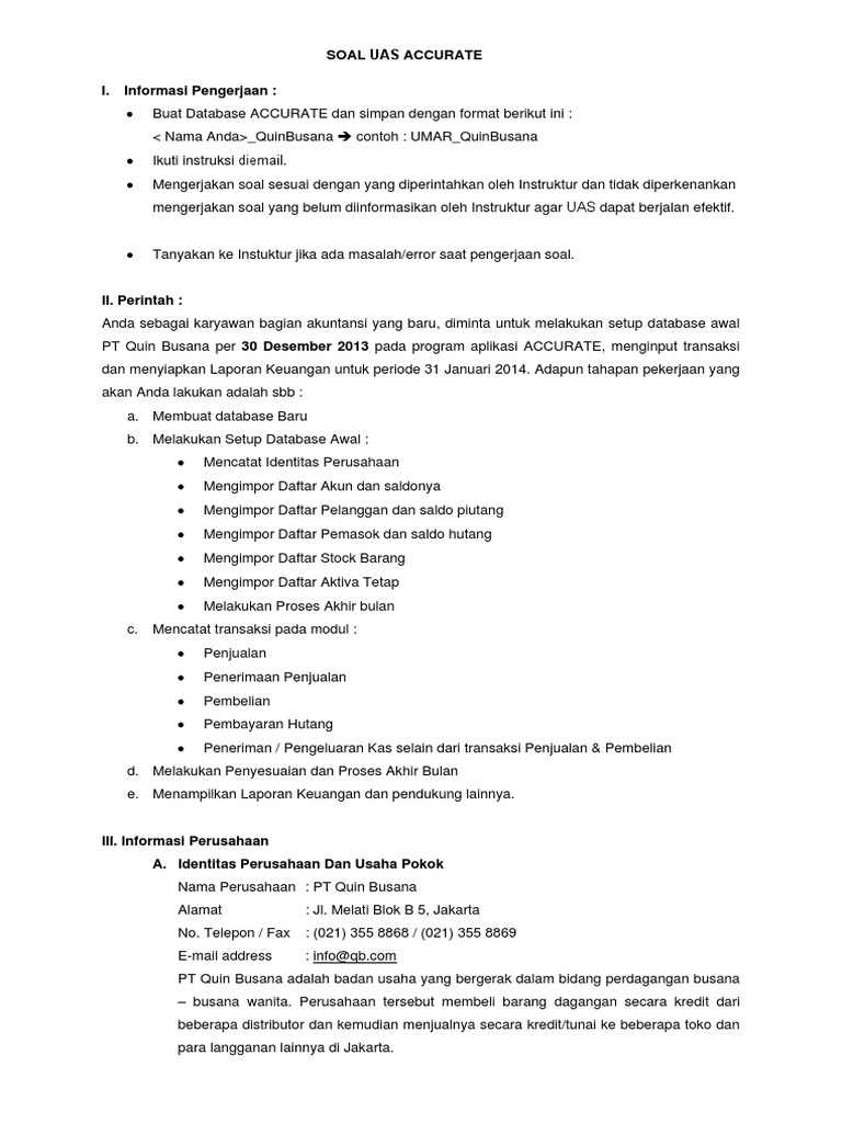 Soal Akuntansi Accurate Guru Paud