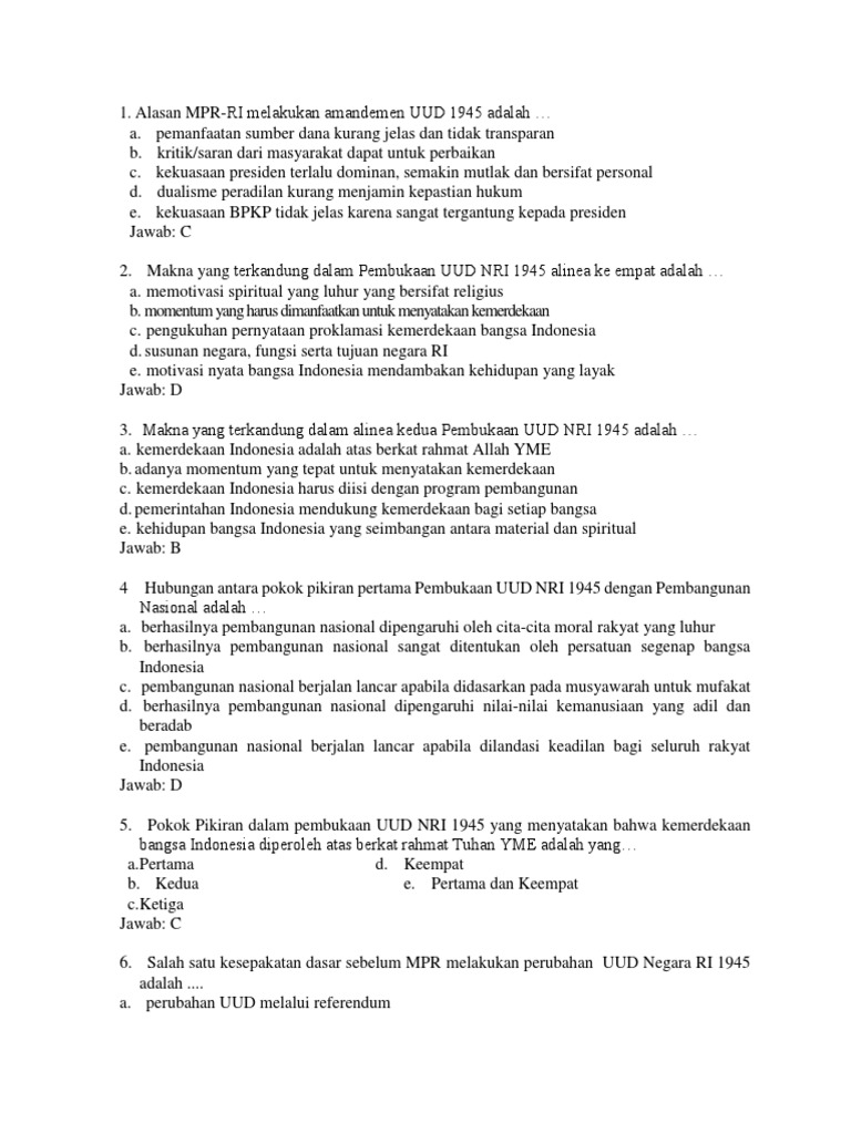 Soal 4 Pilar Dan Jawaban Pdf