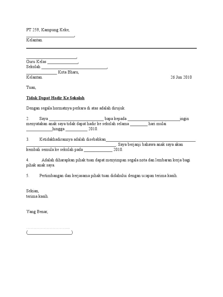 Surat Tidak Dapat Hadir Ke Sekolah Contoh surat amaran tidak hadir bekerja.