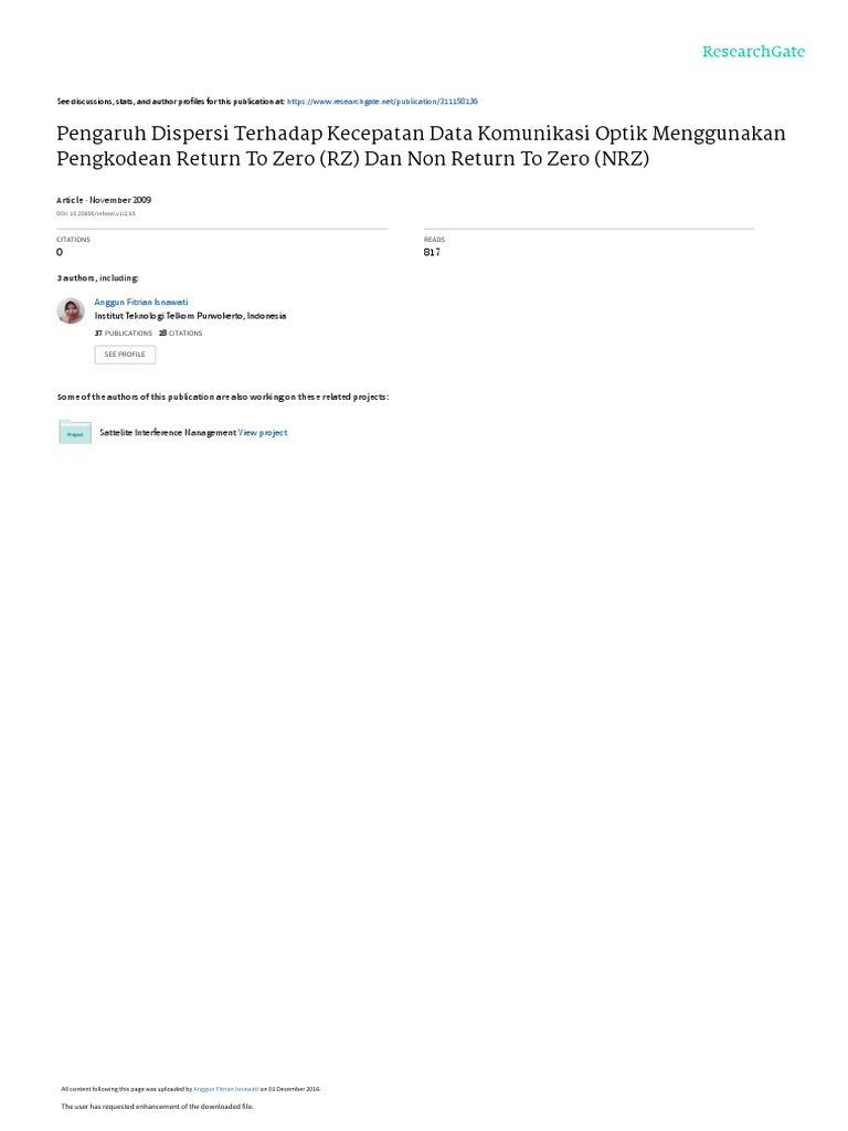 Pengaruh Dispersi Terhadap Kecepatan Data Komunikasi Optik Menggunakan ...