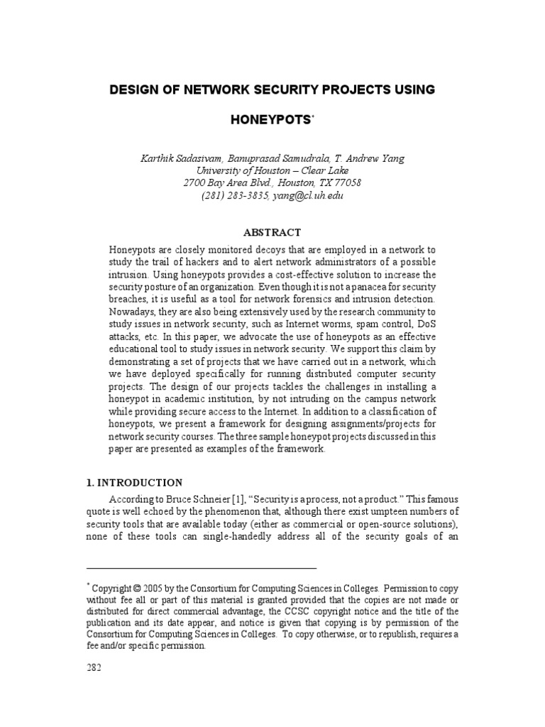 Design of Network Security Projects Using Honeypot | PDF | Network ...