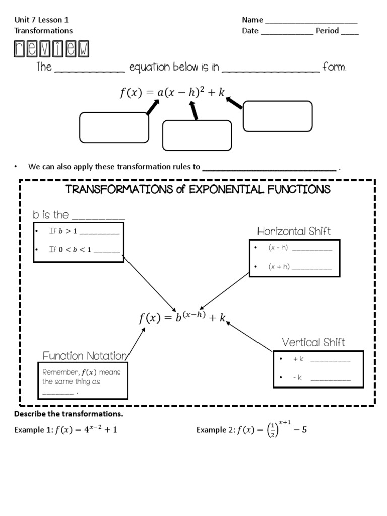 Exponential Function Transformations | PDF